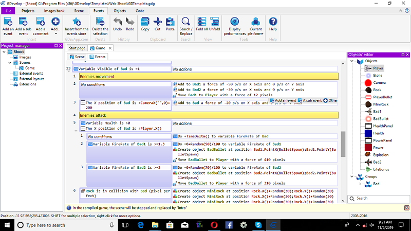 2D Air Force Combat Game Using gdevelop Engine
